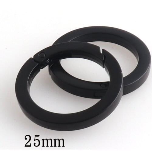 25mm Black Spring gate ring push gate rings spring clasp Spring Ring Clasps Buckles Webbing Purse Bag Handbag Ring O Rings 8 pcs