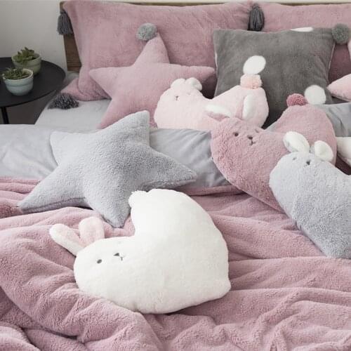 40cm white/grey/pink/cameo rabbit heart/star plush cushion pillow sofa fluffy throw pillow stuffed back cushion backrest kids