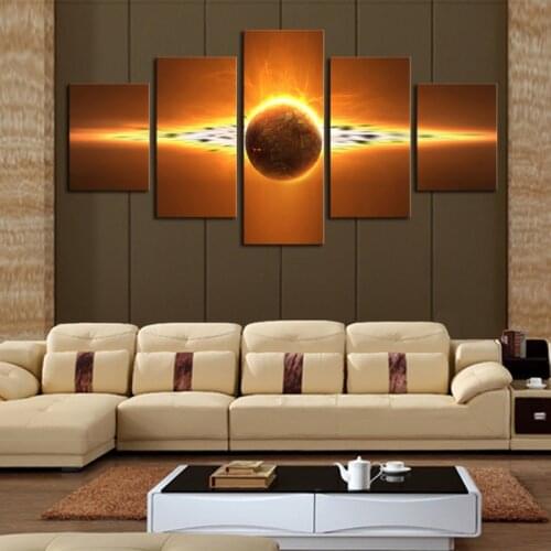 5 Pieces Modern Canvas Oil Painting Quintuple Space Planet Home Dining Room Living Room Porch Decoration Hanging Painting Core