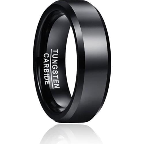 6mm Black Carbon Fiber High Polish Tungsten Carbide Ring For Men Bands Anel Jewelry