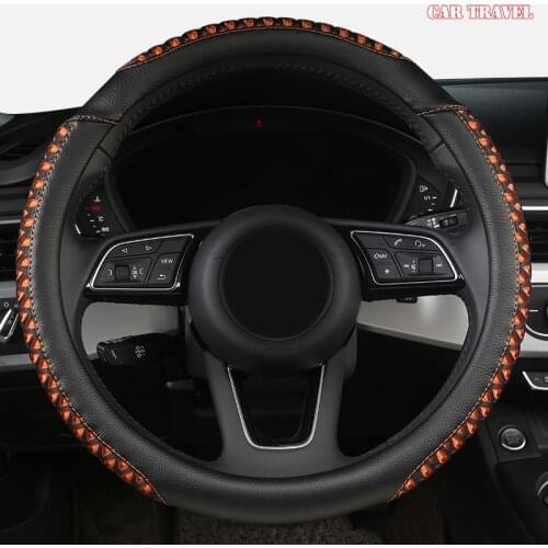 CAR TRAVEL Leather Car Steering Wheel Cover For Ford Focus 2 3 MK2 Fiesta Fusion Mondeo MK4 Kuga Ranger F150