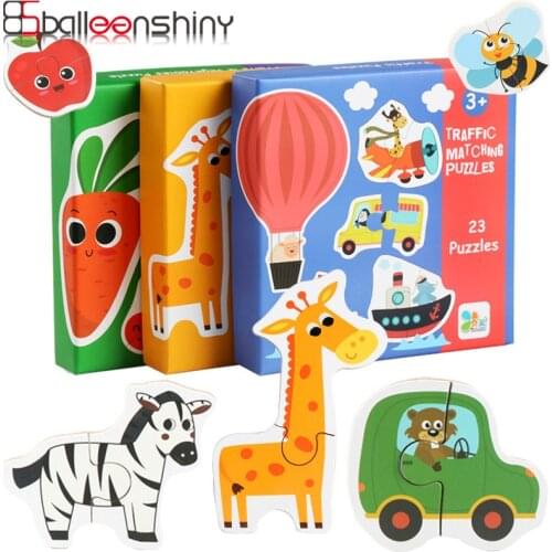 Balleenshiny Kids Puzzle Toys Animal Traffic Fruits And Vegetables Wooden Early Educational Toys Jigsaw Puzzle Educational Gift