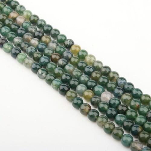 Natural Stone Beads Aquatic Plants Agates Round for Jewelry Making Beadwork DIY Bracelet Necklace 4/6/8/10/12mm