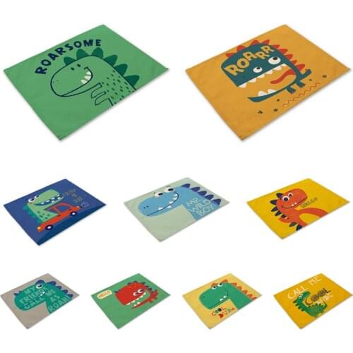 Dinosaur Placemat Fabric Coaster Cartoon Table Decoration Mat Kitchen Posavasos Manteles Individuales Onderzetters