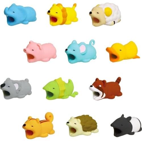 Dropshipping Kawaii Animal Cable Bite Protector for Iphone Cable Winder Panda Phone Holder Accessory Organizer Dog Cat Doll Toys