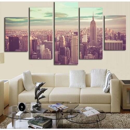 Hot Sales Without Frame 5 Panels Picture New York City HD Canvas Print Painting Artwork Wall Art Canvas painting Wholesale