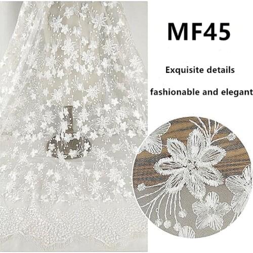 Hot swiss white embroidery guipure lace fabric for Wedding dress materials mesh fabric for DIY sewing tulle skirt fabric MF45
