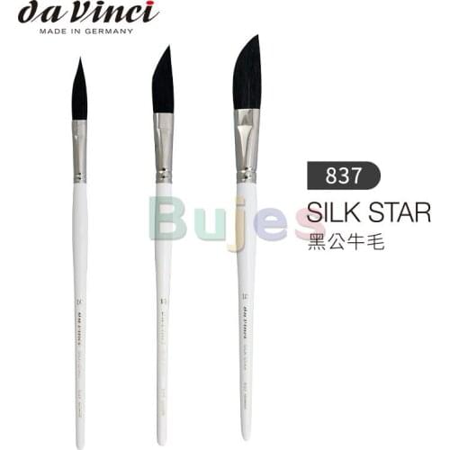 Da Vinci Graphic Design Series 837 Silk Star Liner Brush, Slanting Edge Black Ox Hair with White Handle, Size 10 14 18
