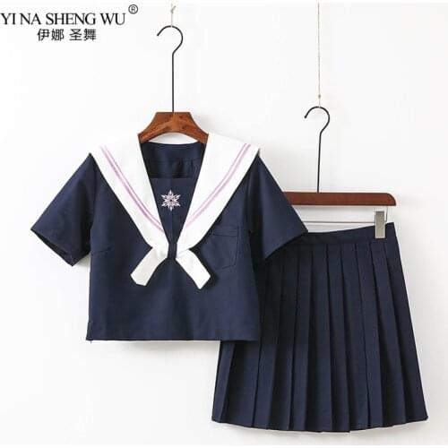Navy Blue Sailor Suit Janpanese Korean School Uniform Sets Pleated Skirt JK School Uniform Girls Top Skirt Suits Student Cosplay