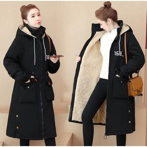 Oversize Womens Cotton Jacket 2020 Plus Velvet Thick Hooded Windbreaker Loose Female Long Parka Coat Outwear Plus Size 4XL 2192