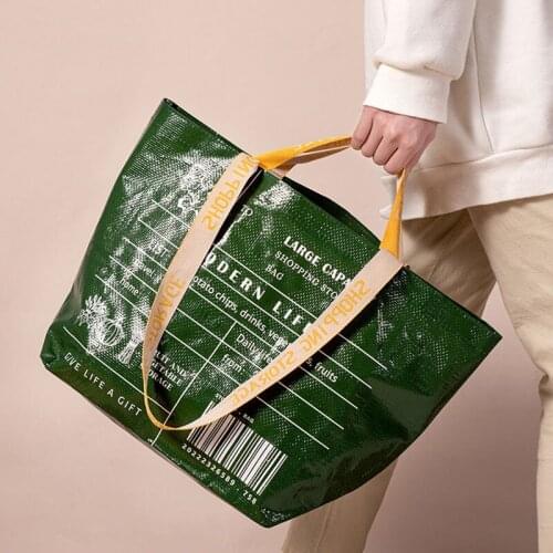 Hot Sold Nylon Large Woven Bag Large Back Shoulder Fashion Shopping Bag Simple Hand-held White Folding Out Eco-friendly Portable