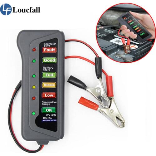 Mini 12V Car Battery Tester Digital Alternator Tester 6 LED Lights Display Car Diagnostic Tool Auto Battery Tester For Car new