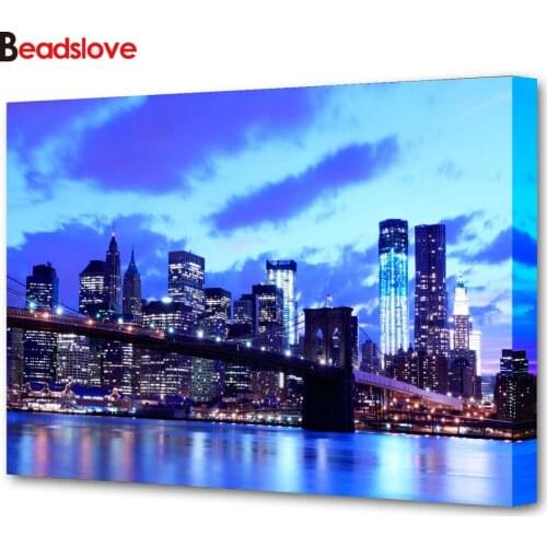Full Square Round Drill 5D DIY Diamond Painting Blue sky cityscape 3D Embroidery Beads Cross Stitch Kits 5D Home Decor Gift