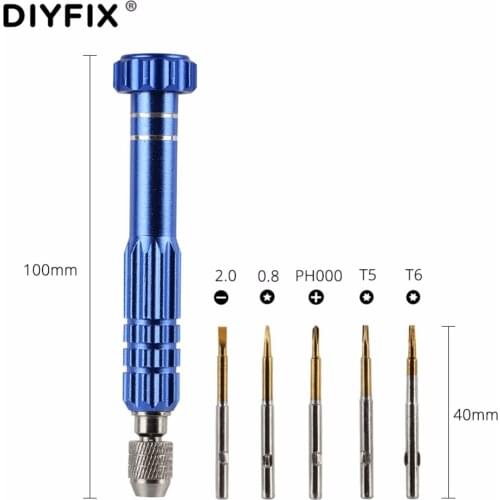 DIYFIX 5 in 1 Precision Torx Screwdriver Set for Cellphone Watch Glasses Repair Tool Kit