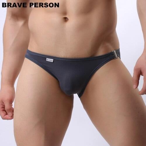 2019New Arrival Brave Person Mens Sexy Fashion Mini Briefs Bikini Side Metal Buckle Underwear Men Briefs High quality