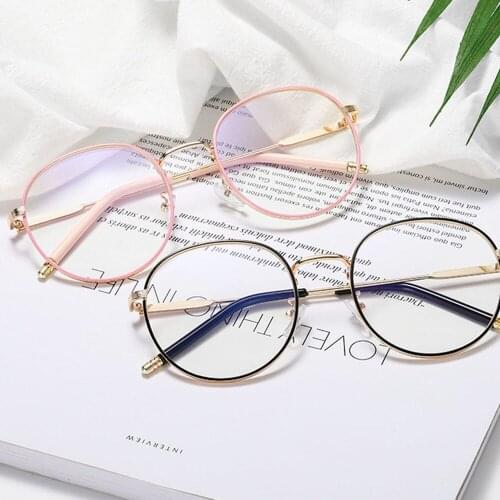 Round Goggle Anti Blue Light Blocking Glasses Retro Metal Alloy Frame Computer Protection Women Men Vintage Classic Eyeglasses