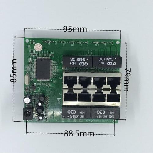 OEM PBC 8Port Gigabit Ethernet Switch 8Port with 8 pin way header 10/100/1000m Hub 8way power pin Pcb board OEM screw hole