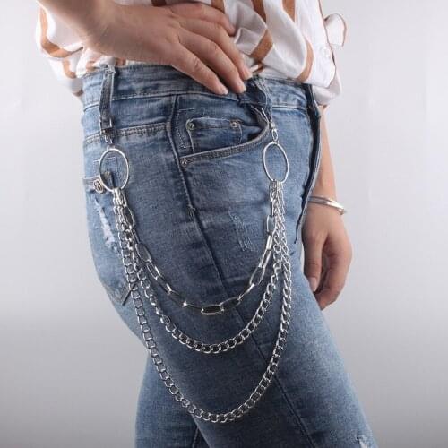 Punk Metal Multi-layer Pants Waist Chain Rock Hipster KeyChains Trousers Jeans Key ring Hip Hop Men Women Jewelry