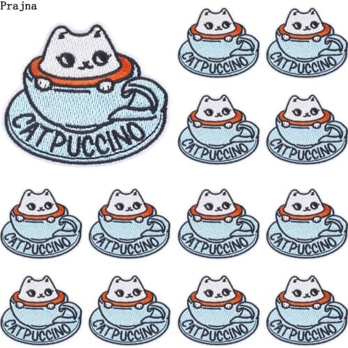Prajna 10 PCS Cute Cat Patches On Clothes Iron On Embroiderd Patches For Clothing Thermoadhesive Patches Clothes Kids T Shirt