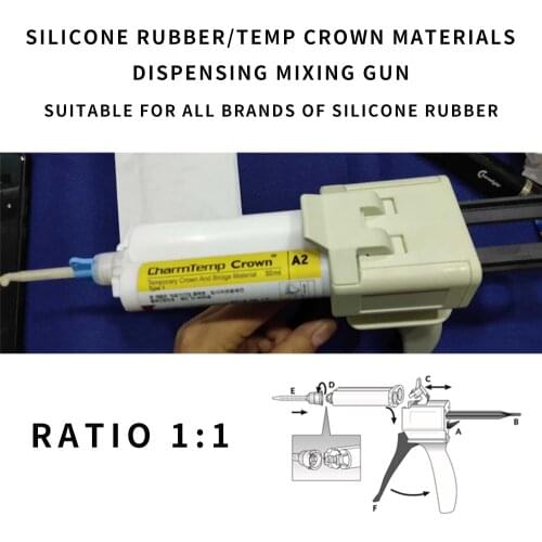 Dental Silicone Rubber Dispensing Mixing Gun 1:1 and 1:4 Ratios Temp Crown materials Tools Supplies Impression kit Instruments