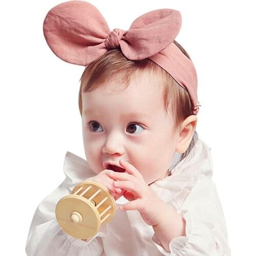 MIXIU 1pcs Rabbit Bunny Ears Baby Girls Bowknot Headbands Hair Bands Accessories For Kids Hair Turban Headwrap Headdress