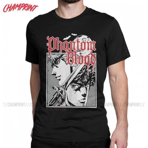 JoJos Bizarre Adventure Phantom Blood T-Shirts Men JOJO 100% Cotton Tees Crew Neck Short Sleeve T Shirt Summer Tops