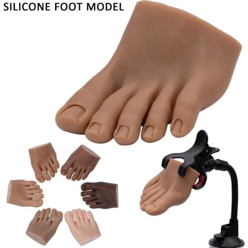 1 PCS Lifelike Silicone Foot Model Nail Practice Nail Insertion Manicure Foot Fake Foot Displays Mannequin With Clip