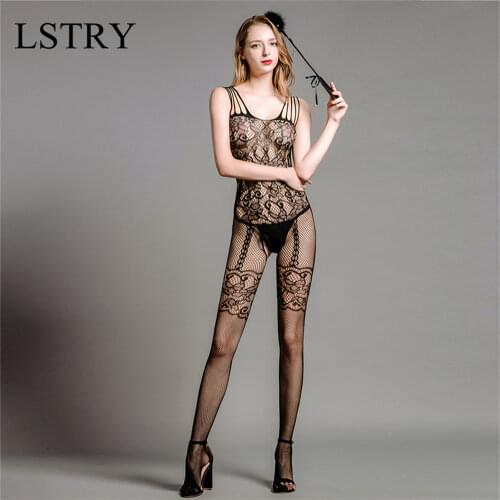 Sexy Bodystockings Lingerie Bodysuit Underwear Women Fishnet Crotchless Catsuit Mesh Tights Erotic Lingerie Teddies Open Crotch