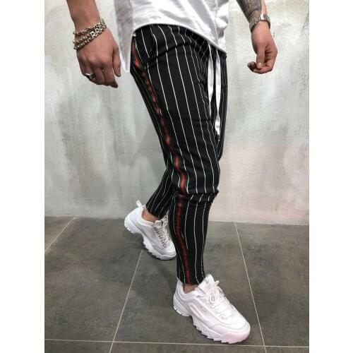 Workout Jogging Pants Men Striped Sport Sweatpants Long Pants Mens Fitness Joggers Bodybuilding Crossfit Trousers Gyms Joggers