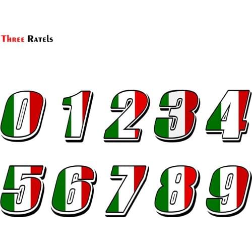 Three Ratels FTC-876# Italy Italian Flag Car Styling Racing Number Motocross Auto Stickers Bike Waterproof Decals
