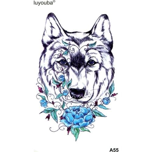 Wolf Waterproof Temporary Tattoos Men Tattoo Art Flash Tattoo Stickers Henna Tatoo Fake Tattoo Sleeves Tattoo Henna
