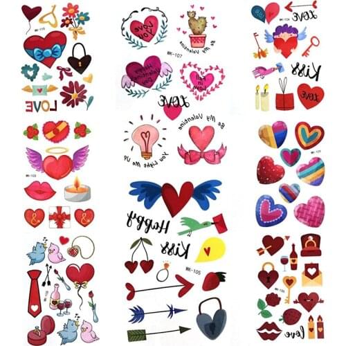 Fake Tattoos Temporary Tattoo Heart Shaped Sticker Waterproof Face Cosmetic Body Art Hand Face Foot Arm 10pcs/lot