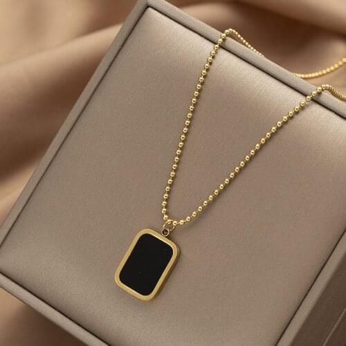 XIYANIKE 316L Stainless Steel Black Square Necklaces Trendy Simple Necklaces Accessories 2021 New Female Fashion Jewelry Collier