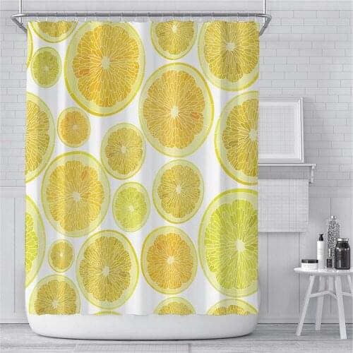 Fruit Plant Shower Curtains Cartoons Lemon Orange Waterproof Bathroom Curtain Polyester Fabric Bath Screen Bathtub Home Decor