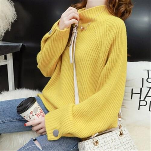 2021 Spring Autumn Womens Sweater New Arrivals Female Knitted Pullover Turtleneck Solid Long Sleeve Loose Trendy Lady Clothing