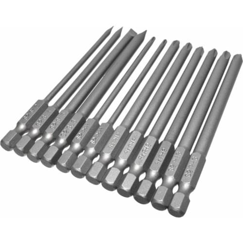 New 12pcs/set Alloy Steel S2 Slotted Phillips Screwdriver Drill Bits Magnetic Head