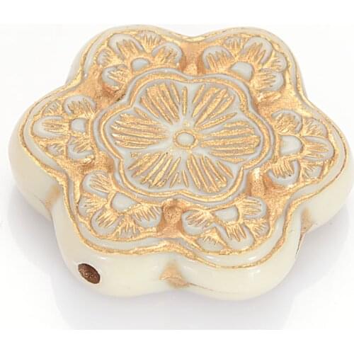 15 Pcs 31MM Sakura Patterned Round Flower Acrylic Antique Design Beads Pendant For Women Diy Bracelet Bangle Jewelry Making