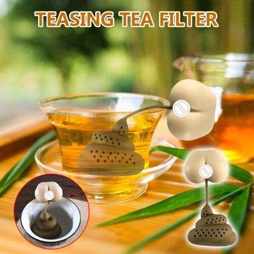 2021 Reusable Silicone Tea Infuser Poop Shaped Funny Herbal Tea Bag Reusable Coffee Filter Diffuser Strainer Tea Accessories