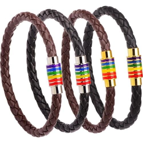 24 Pcs/Lot Bracelet Lovely Rainbow Leather Bracelet AliExpress Best Selling Handmade Bracelets for Men and women Bulk Wholesale