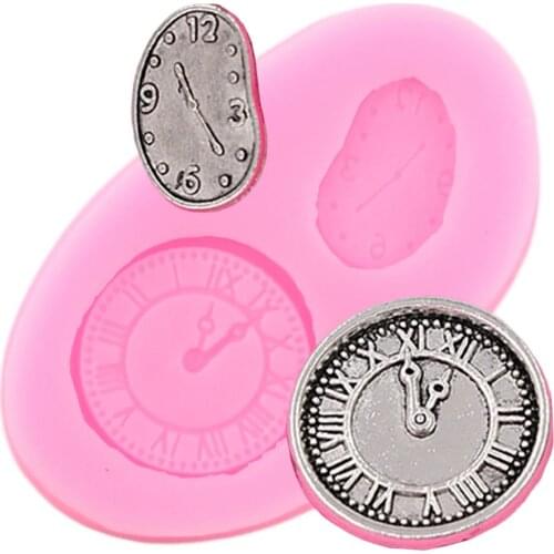 3D Clock Silicone Molds Baby Birthday Cake Decorating Tools Cupcake Topper Fondant Mold Candy Clay Chocolate Gumpaste Mould