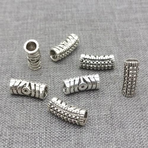 6pcs of 925 Sterling Silver Tube Bead with Evil Eye Detail for Bracelet