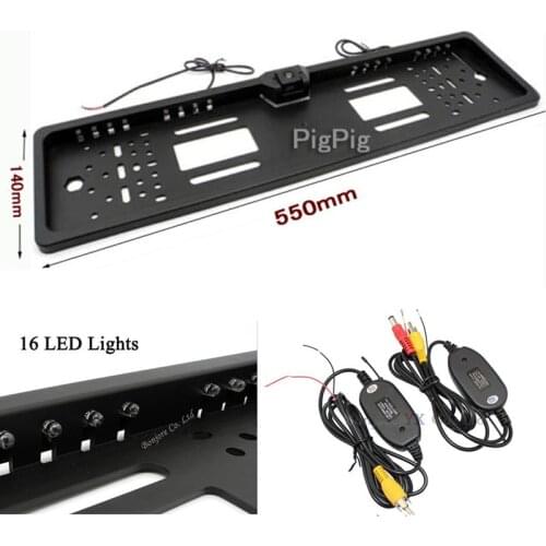 Wireless Module for 16 LED Light Waterproof Reversing Night Vision Backup EU European Car License Plate Frame Rear View Camera