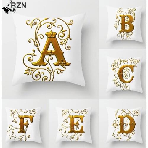 26 Letters Cushion Cover English Alphabet Throw Pillow Case Letters Polyester Home Decorative Pillowcase Sofa Cushion Cover
