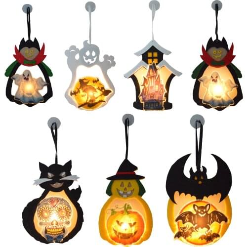 Halloween pumpkin lamp Decoration pendant Party Non-woven fabric light Ghost bat decor color light LED pumpkin bat ornament
