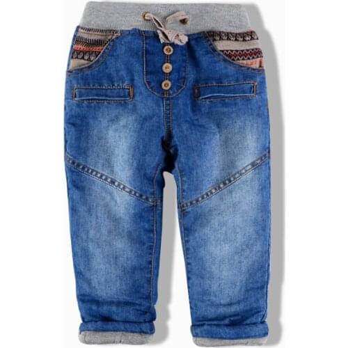 Childrens Clothing Child Casual Trousers Male Child Clip Cotton Thickening Jeans Baby Trousers