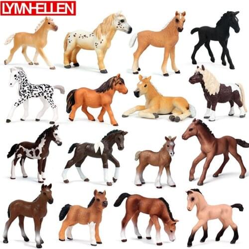 New Simulation Wild Animal Pony Series Model Solid Horse Action Figure Home Decoration Children Collection Lifelike Toys Gifts