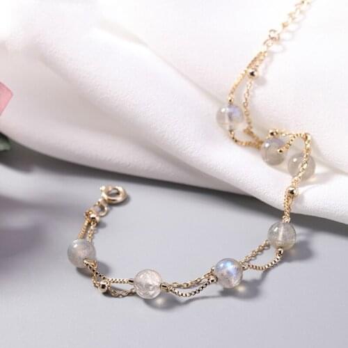 Bracelet Multi-layer Natural Moonstone Bracelet Korean Double Layer Simple Student Personality Forest Fresh