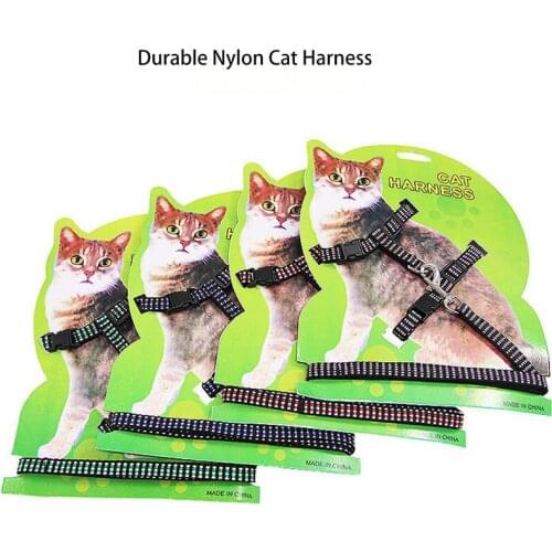 Nylon Cat Harness Leash Collar For Pet Cats Adjustable Pet Traction Harness Belt Cat Kitten Halter Collar