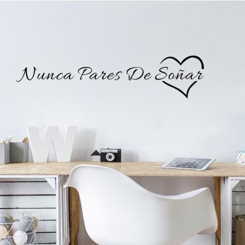 Never Stop Dreaming Wall Sticker Vinyl Removable Spanish Quotes Wall Decals For Living Room Bedroom Decoration Wallpaper Poster