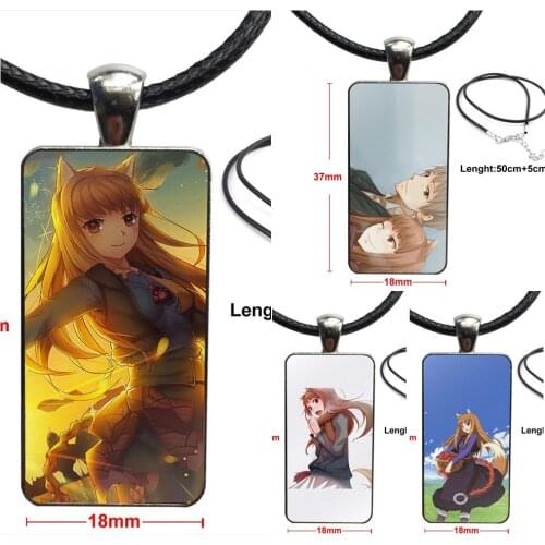 Spice And Wolf For Christmas Gift Fashion Glass Cabochon Pendant Rectangle Necklace Choker Necklace Jewelry